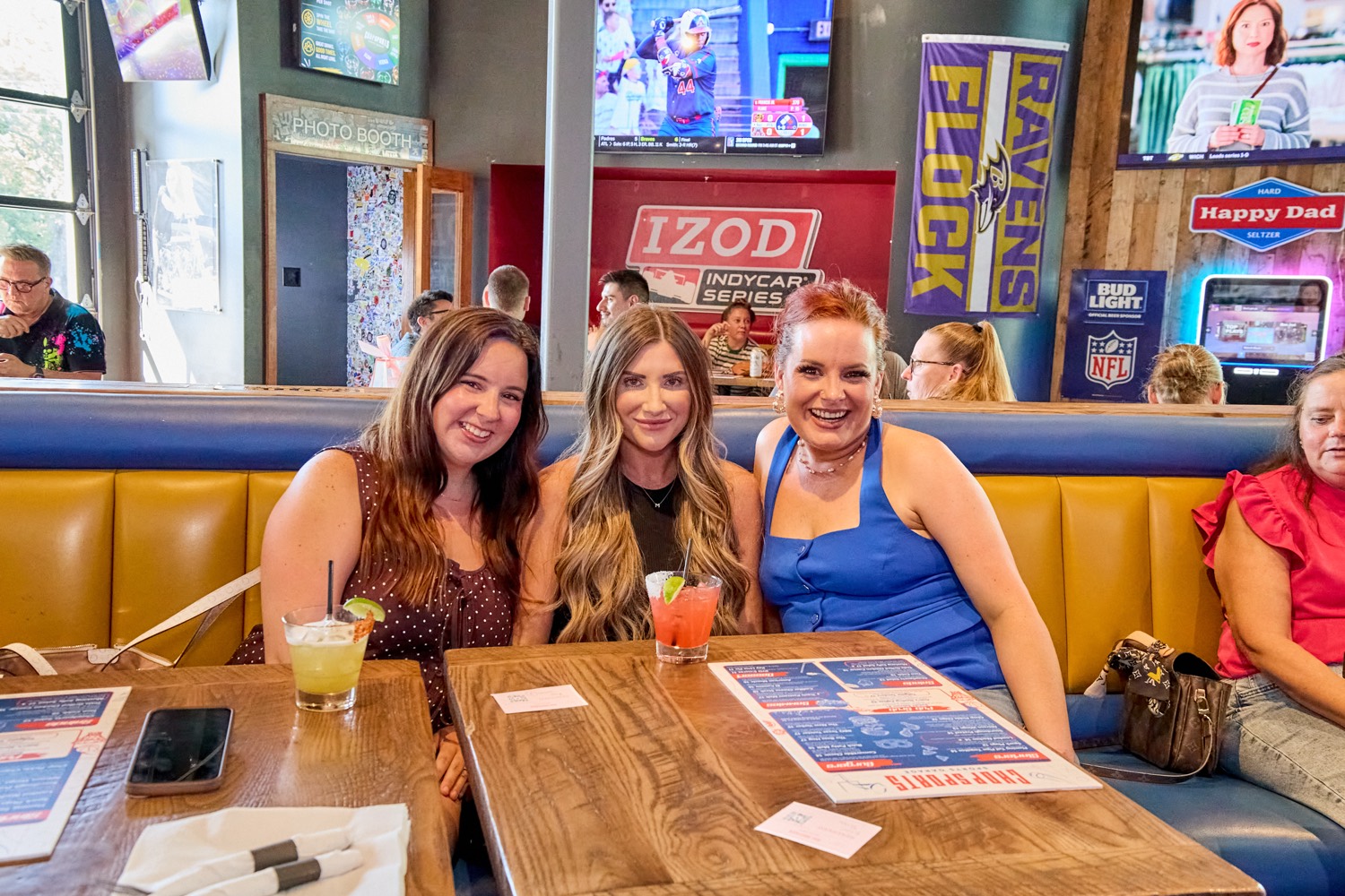 Booth of fans at the watch party