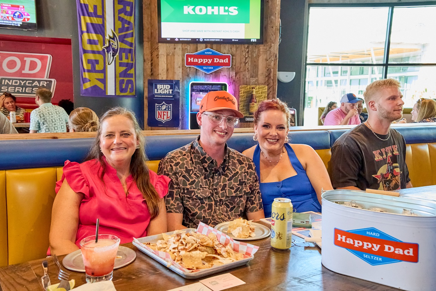Fans with food at the watch party